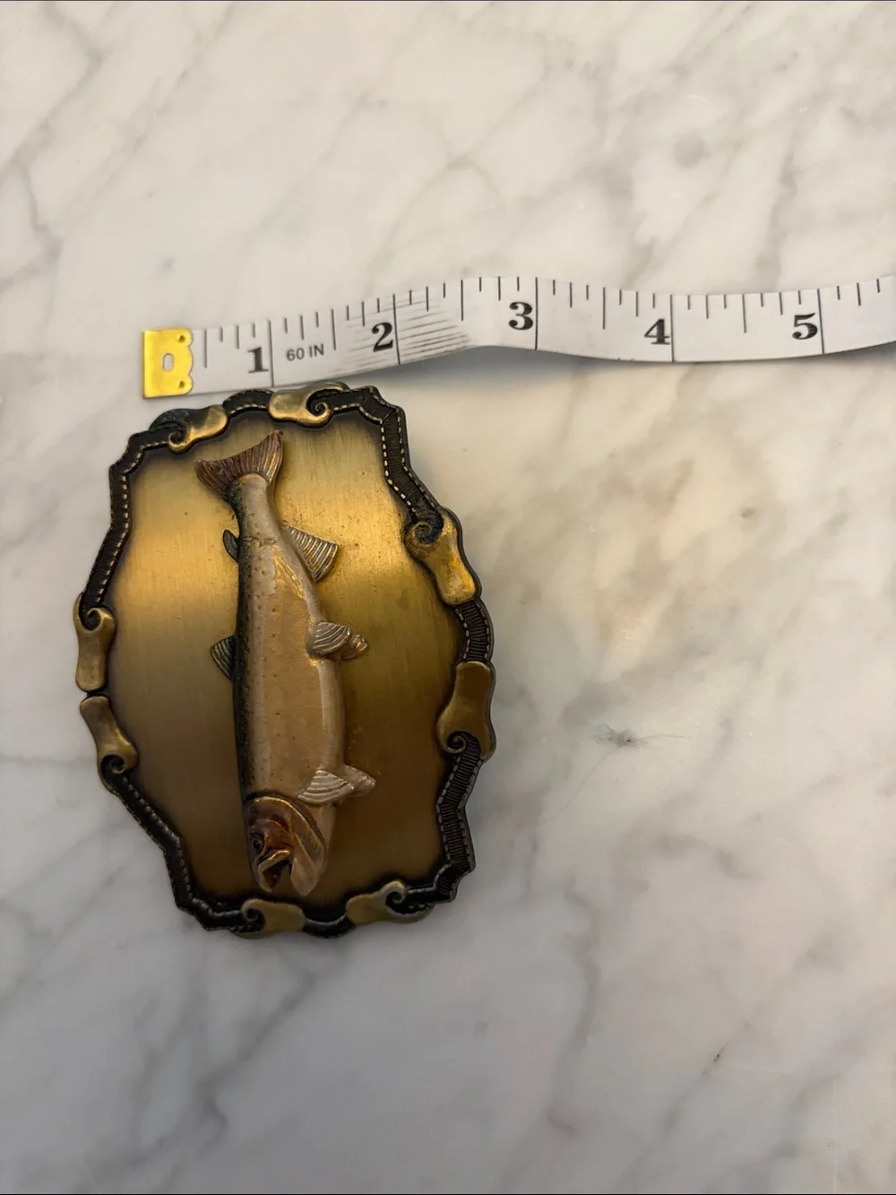 Brass Fish Plaque Decorative Ornament in Gold and Brown